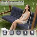 Outdoor Swing Cushions,Waterproof Swing Cushions 3 Seater Replacement with Backrest,Outdoor Thickened Bench Cushion with Ties for Porch,Patio,Backyard,Garden (Navy Blue 60 * 40 in)