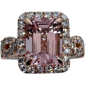 Xiaomei 18K Rose Gold Filled 4ct CZ Simulated Diamond Solitaire Wedding Engagement Rings for Women CZ Gemstone Rings Lady Bridal Wedding Engagement Jewelry (US 7)