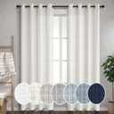 Off White 108 Inches Long Curtains for Living Room 2 Panel Set Rustic Textured Opaque Light Filtering Semi Sheer Linen Farmhouse Window Treatments for Sliding Glass Door Cream Ivory Boho Decor 9FT