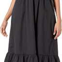 The Drop Women's Kimi Ruffled Shoulder Smocked Midi Dress (Black)