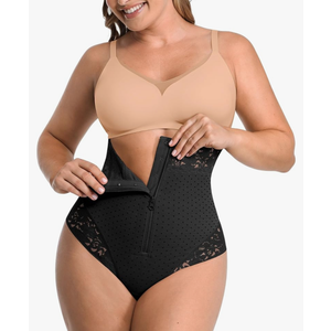 SHAPELLX Tummy Control Thong Shapewear for Women Shaping Thong Body Shaper Underwear with Hook Zipper Closure Black L SHAPELLX Tummy Control Thong Shapewear for Women Shaping Thong Body Shaper Underwear with Hook Zipper Closure Black L