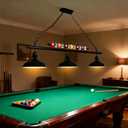 3 Lights Adjustable Pool Table Light for 7'-8' Billiard Tables, Hanging Pool Table Lighting Fixture, Billiard Pendant Lamp with Metal Shades & Billiard Balls Decor, Bulb Not Included