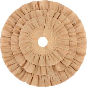 Kasyat Burlap Christmas Fall Tree Skirt Boho Ruffled Trim Christmas Tree Collar Linen Rustic Skirt Decorations for Farmhouse Thanksgiving Winter Xmas Party Supply(19.7 Inch,Tan)
