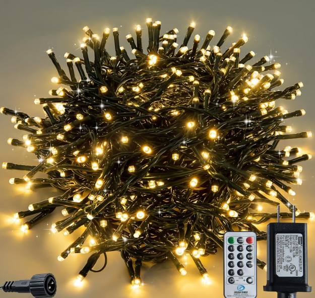 Christmas Lights 100ft 300 LEDs, 8 Modes, Warm White, Indoor Outdoor Plug-in Fairy Lights for Christmas Tree, Bedroom, Classroom Decor Outdoor Decor,Christmas Decorations (Warm Color, 100FT)