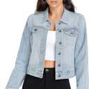 Hybrid & Company Women's Long Sleeve Denim Jackets Basic Button Down Jean Jacket with Pockets (Small, Jk22888-bleach)