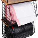 2 Pack Stackable Extra Large Trash Bag Holder Under Sink, Wall Mounted Garbage Bag Dispenser Roll Holder for 13/33 Gallon Trash Bags, Kitchen/Pantry/Laundry Room Organization Basket Storage Bin