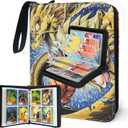 Anime Trading Card Binder for Dragon Cards, 4 Pocket with 50 Sleeves up to 400 Cards TCG Card Binder, Waterproof Card Storage Book, Cards Display Case