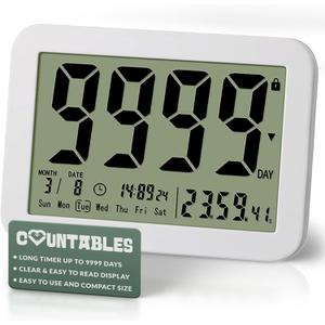 9999 Days Countdown Clock - Reusable Count Down Timer - Large Display LCD Digital Timer - Visual Countdown Clock and Calendar for Retirement, Wedding, Birthday, Holiday & More (White)