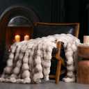 EVERGRACE Ultra Soft Luxury Fluffy Ridgeline Faux Rabbit Fur Throw Blanket, Thick Warm Bubble Throw for Bed, Cozy Plush Reversible Blankets for Couch, Chair, Sofa, Light Grey, 60x80 Inches, 870 GSM