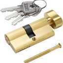 Solid Brass Lock Cylinder with 3 Brass Keys 63mm Door Lock Cylinder Replacement