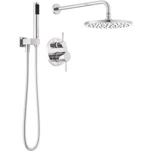 Delta Modern 14 Series Round Rain Shower System Faucet Set, Rainfall Chrome Shower Head and Handle Set, Valve Trim Kit, 10 Inch, Chrome 342702
