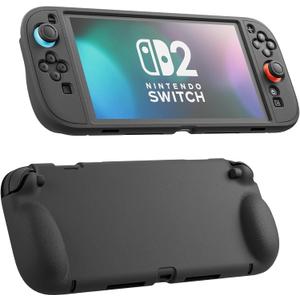 FUNDIARY Protective Skins for Nintendo Switch 2 Shell Soft Silicone Cases Protector Switch 2 Black Case Cover Grips Controller Accessories - Full-Body Protection Not Easy to Fall Off