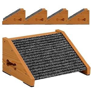 Dog Ramps for Stairs, Wooden Pet Ramp Stairs for Small Medium Dogs, Non-Slip Dog Pet Steps for Any Staircase, Stair Ramp for Injured Dogs with Anti-Slip Strip, 4 Pack
