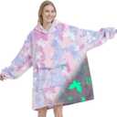 Glow in The Dark Butterfly Wearable Blanket Hoodie for Adult,Oversized Sherpa Fleece Blanket Hoodie for Women,Butterfly