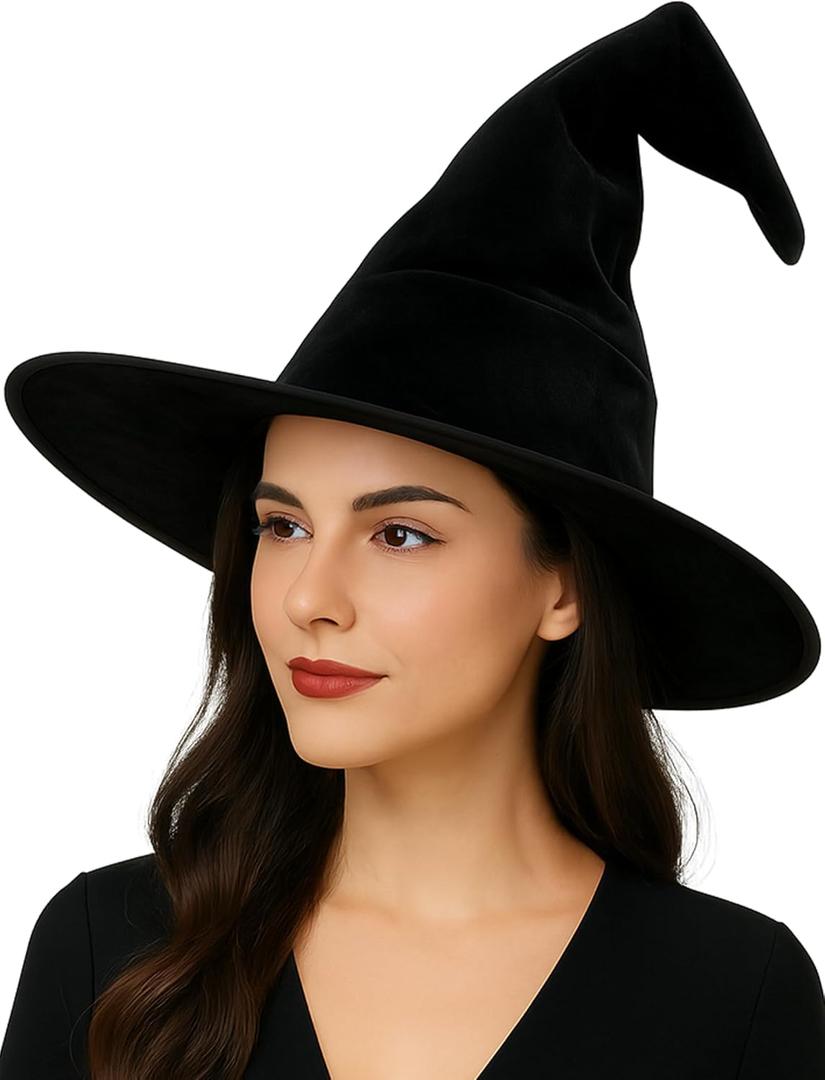 Witch Hat,wizard hat, Witch Costume  Spooky Vintage Halloween Accessory for Cosplay & Costume Parties (Black)