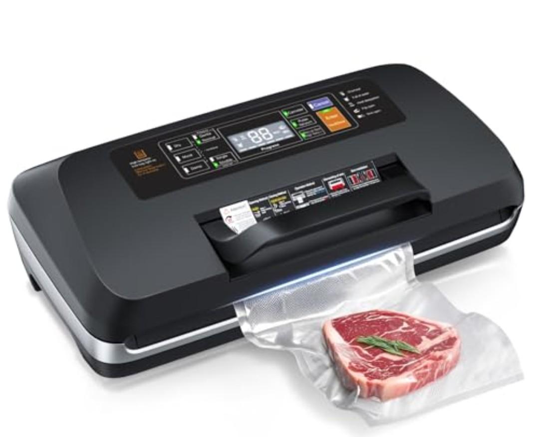 95kpa Vacuum Sealer Machine,Easy-Lock Handle,Built-in Cutter,1 Bag Rolls