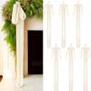 Janinka 6 Pcs Beige Velvet Christmas Swag Bow 31.5 x 23.6 inch Large Neutral Cream Christmas Ornament Vintage Rustic Velvet Staircase Wreath Bows Xmas Tree Topper Bows Large Bow for Outdoor