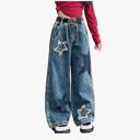 5-14 yrs Kids Girls Jeans Distressed Elastic Waist Baggy Denim Wide Leg Pants Trousers