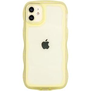 Hcnrreivn Case for iPhone 12 6.1 Inch, Cute Kawaii Clear Case for Women/ Girls, Yellowing-Resistant, Transparent Soft Silicone Thin Slim Full Body Shockproof Protection Phone Cover -Yellow &  Case for iPhone 13 Pro Max 6.7 Inch - Blue