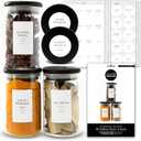 Indian Spice Labels Stickers for Jars and Lids - 96 South Asian Spice Jar Labels Waterproof Preprinted, Seasoning Herb Stickers for Containers Kitchen Pantry Organization