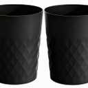 Small Bathroom Trash Can 1.8 Gallon Garbage Can Waste Basket Recycling Bin for Dorms Bedrooms Offices Kitchens, 2 Pack Black