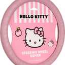 Sanrio Hello Kitty Pink Car Steering Wheel Cover, Universal Fit Cute Car Accessories for Women Stylish Decor Gifts Hello Kitty Accessories - Fits Standard Wheels 14.5"-15"
