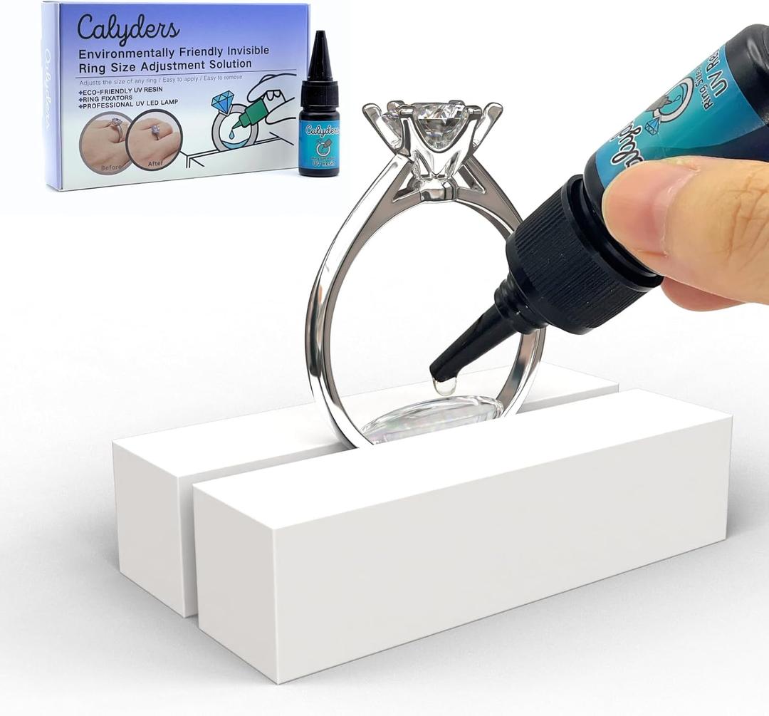 Ring Sizers for Loose Rings Calyders Ring Size Adjuster Fit Any Rings Guards Ring Spacer for Loose Rings Women Invisible Traceless Glue Ring Resizer with Ring Fixators & UV LED Lamp