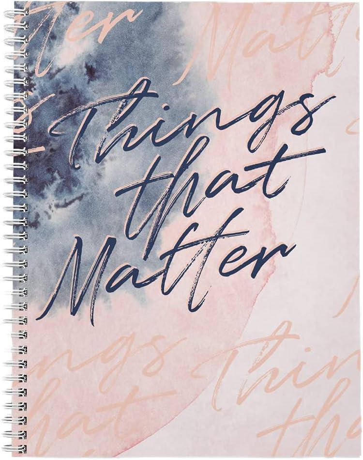Softcover Things That Matter 8.5" x 11" Motivational Spiral Notebook/Journal, 120 College Ruled Pages, Durable Gloss Laminated Cover, White Wire-o Spiral. Made in The USA