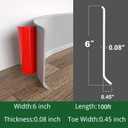 Peel and Stick Rubber Baseboard Molding, 6 Inch x 100 Feet, Gray
Flexible self-adhesive vinyl wall base, model S152; easy to cut and install for a clean, finished look