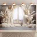 7x5ft Bohemian Pampas Grass Portrait Photo Studio Birthday Photography Backdrops Floral Arches Window Adult Women Wedding Maternity Decorative Backdrops