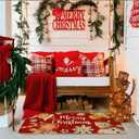 Baccessor Christmas Gingerbread Kitchen Rugs Set of 2,Red Gingerbread House Xmas Winter Snowman Kitchen Mats Washable Non Slip for Floor Hallway Laundry Sink Holiday Home Decor 17x29 and 17x47 Inch