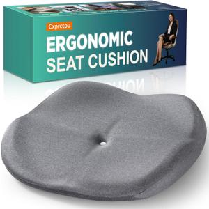 Memory Foam Seat Cushion with Pressure Relief for Office Chair, Car, Wheelchair, and Sofa, Doctor Recommended Orthopedic Cushion for Tailbone Pain, Sciatica, Hip Back Support, Non Slip, Grey (45*45*8cm)