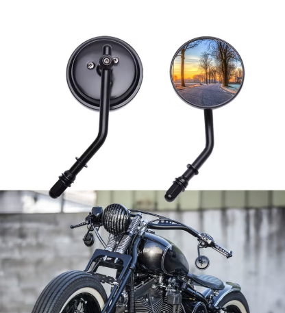 DREAMIZER 3" Motorcycle Vintage Mirrors Round Rear View Mirror 8mm Black Compatible with Harley Dyna Bobber Softail Chopper Cruiser Cafe Racer Street Electra Glide 19822018