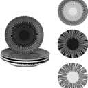 6 Inch Set of 4 Assorted Designs, Porcelain Plates With Patterns,Black Ceramic Dessert Plates, Dishware for Sandwiches Salad Pasta,Microwave Oven Dishwasher Safe