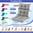 Rocking Chair Cushion, Waterproof and Fade-Resistant Adirondack Rocker Cushions, Indoor/Outdoor Rocking Chair Pads, High Back Memory Foam Patio Furniture Cushions with Ties, 44x23x4 Inch, Light Grey