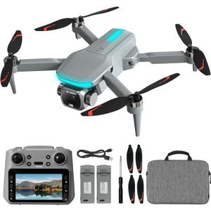 Drone for Kids with Camera, Foldable RC Quadcopter with 4.5" Remote Screen, Brushless Motor, Optical Flow Hover, Adjustable Camera, 360° Flip, Gesture Photo/Video, One Key Start/Land, Birthday Gift Toy