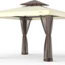 Patio Gazebo Tent Outdoor Canopy Shelter 10'x10' w/Mosquito Netting with 100 Square Feet of Shade for Garden, Backyard Deck and Lawns