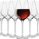 Krosno Classic Red Wine Glasses Set of 6 pieces, 16.6 oz, Avant-Garde Collection, Crystal Glass Thin Rim Long Stem Unique Elegant Premium, Dishwasher Safe, Made in Europe