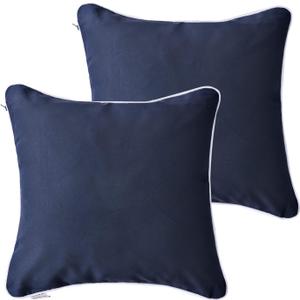 Enipate Inserts Included Outdoor Throw Pillows Set of 2 Water Resistant Navy Toss Pillows for Patio Furniture Decor 18x18 in (Navy Blue)