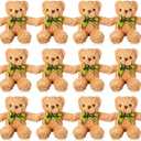 HyDren 12 Pack Bear Stuffed Animals Bulk 10 Inch Small Bear for Baby Shower Centerpiece Plush Toys with Bow Tie for Wedding Birthday Bulk Christmas Holiday(Light Brown)