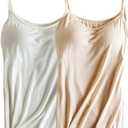 Womens Modal Built-in Bra Padded Camisole Yoga Tanks Tops (6-8, Sp-2 Pcs Apricot/White)