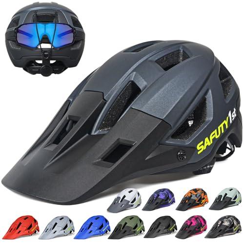 Safuty1st Mountain Bike Helmet for Adults & Youth Lightweight Impact-Resistant with Adjustable Dial & Removable Visor Unisex Helmet for Mountain Biking Bicycle Clcying