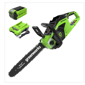 Greenworks Tools Cordless Chain Saw, Brushless Motor, 40-Volt Battery & Charger, 14-In. 14 In.
