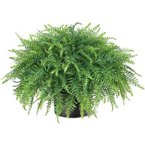 21" Artificial Ferns Plants Topiary for Front Porch Decoration,Fake Boston Fern Potted Plants Faux Greenery Bush UV Resistant for Outdoor Indoor Door Garden Farmhouse Home Decor (Green)