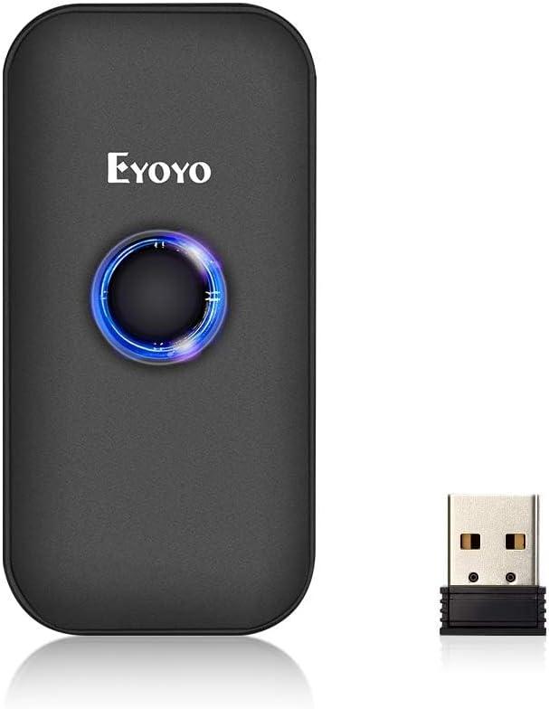 Eyoyo Mini 1D Bluetooth Barcode Scanner, 3-in-1 Bluetooth & USB Wired & 2.4G Wireless Barcode Reader Portable Bar Code Scanning Work with Windows, Android, iOS, Tablets or Computers (Black)