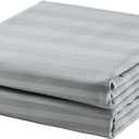 2-Pack Cotton King Flat Sheet Only, 600 Thread Count 100% Egyptian Cotton Top Sheet, Cool & Breathable Flat Bed Sheets Wrinkle, Fade, Stain Resistant (Striped-Grey, King, 2-Pack)