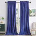 PRIMROSE Blue Velvet Curtains 52x96 inches for Living Room Rod Pocket Window Curtain Drapes Treatment Room Darkening Decor Curtains for Bedroom Set of 2 Panels