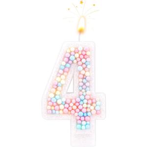 Birthday Candles, 0-9 Number Macaron Cake Candles Glitter Cake Topper Decorations for Wedding Anniversary Birthday Party (4)