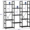 NUMENN Triple Column 4 Tier Bookshelf, Bookcase with 11 Open Display Shelves, Adjustable Rustic Industrial Style Book Shelves, Modern Bookshelves for Bedroom, Living Room and Home Office, Black
