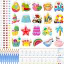 JellyArch 20 Set Summer Beach DIY Painting Ceramic Kit Paint Your Own Beach Ball Flamingo Slipper Statues Unpainted Plaster Figurines Brushes Acrylic Paints Bags Party Favor